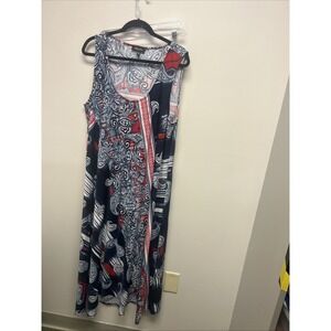 Women's Melissa Paige  Red White Blue Paisley Maxi SunDress Resort Size 1X